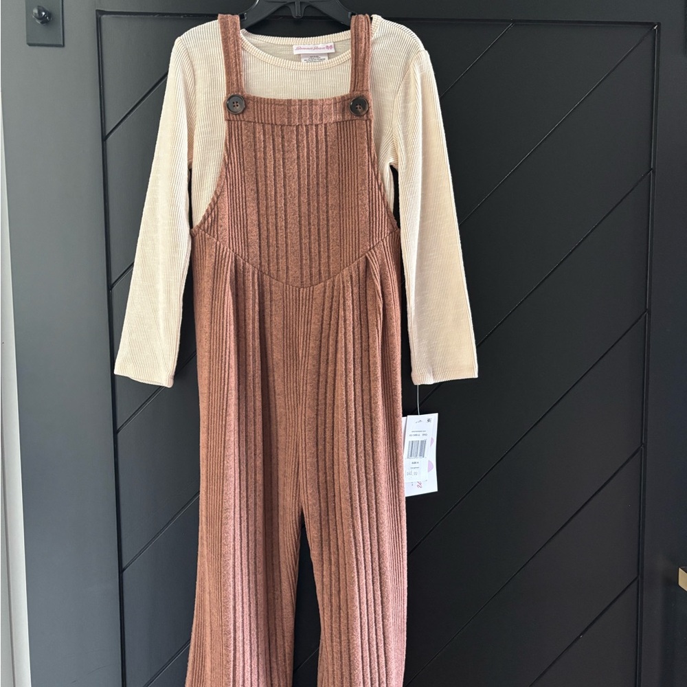 Bonnie Jean Tan Jumpsuit with Cream Top